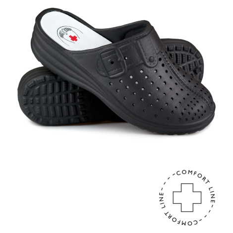 Pohodlné dámské pantofle černé barvy s krytou špičkou