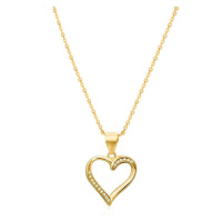 Beneto Pozlacený stříbrný náhrdelník se srdcem AGS289/47-GOLD (řetízek, přívěsek)
