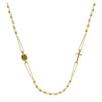 Evolution Group Zlatý 14 karátový náhrdelník růženec s křížem a medailonkem s Pannou Marií RŽ15 