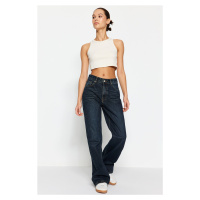 Trendyol Dark Blue High Waist Wide Leg Jeans