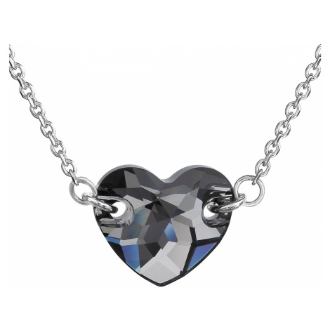 Evolution Group Stříbrný náhrdelník s krystaly Swarovski šedé srdce 32020.5