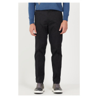 ALTINYILDIZ CLASSICS Men's Black Comfort Fit Relaxed Cut Side Pocket Cotton Diagonal Patterned T