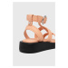 Kožené sandály BOSS Scarlet dámské, oranžová barva, na platformě, 50516435