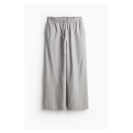 H & M - Natahovací kalhoty z lněné směsi - šedá H&M
