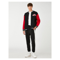 Koton College Jacket Bomber Collar Zip Basketball Printed