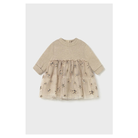 Kojenecké šaty Mayoral Newborn béžová barva, mini, áčková, 2824