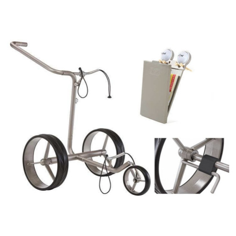 Jucad Junior Steel 3-Wheel Deluxe SET Silver Manuální golfové vozíky