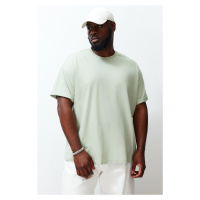Trendyol Plus Size Mátově Zelené Nadměrné Pohodlné Základní Tričko ze 100% Bavlny
