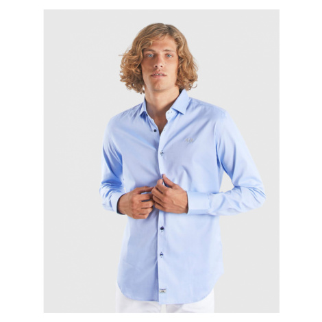 Košile La Martina Man Oxford Shirt L/S - Modrá
