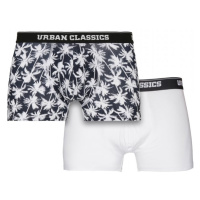 Pánské Boxerky Urban Classics Shorts Double Pack - bílé, palmy