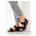 Moderní sandály dámské černé bez podpatku