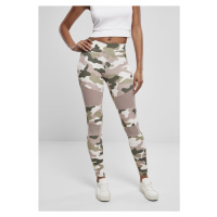 Dámské legíny // Urban classics  Ladies Camo Tech Mesh Leggings duskrose camo