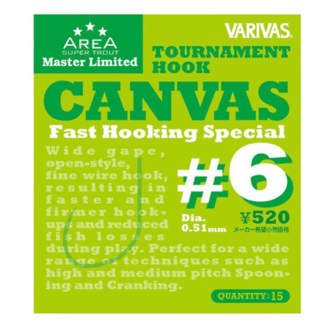 Varivas Háčky Tournament Hook Canvas 15ks - vel. 6