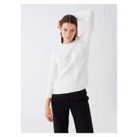 LC Waikiki Crew Neck Openwork Long Sleeve Women's Knitwear Sweater