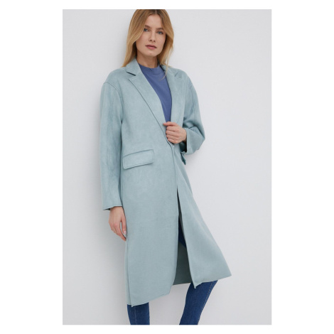 Kabát Only dámský, tyrkysová barva, přechodný, oversize