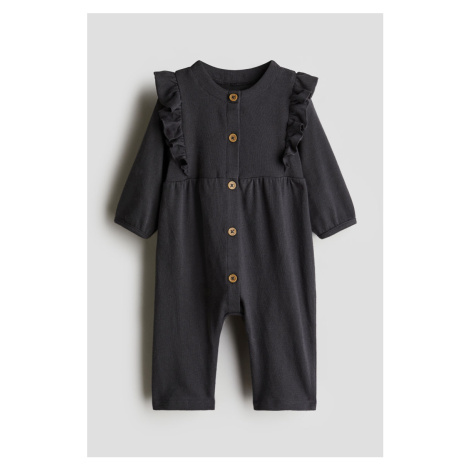 H & M - Frill-trimmed romper suit - šedá H&M