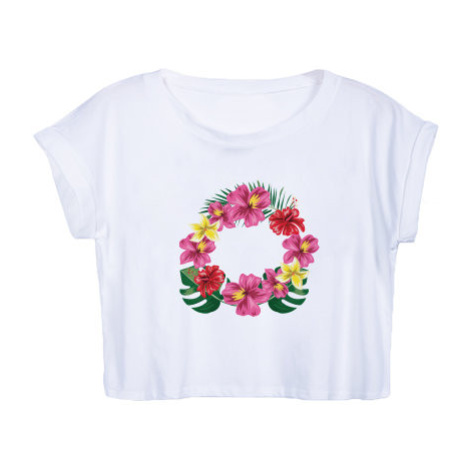 Dámské tričko Organic Crop Top Rámeček - tropické květiny