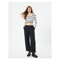 Koton Oversize Parachute Trousers with Floor Detail Pockets Cotton