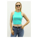 Madmext Mad Girls Turquoise Crop Top Mg361