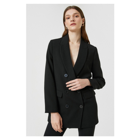Koton Women's Flap Jacket with Pockets, Double Breasted and Buttoned