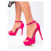Designové růžové dámské sandály na jehlovém podpatku