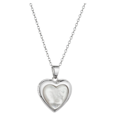 Evolution Group Stříbrný náhrdelník perleťové srdce 12075.1