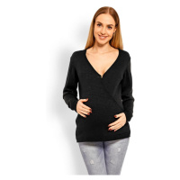 Černý vlněný svetr s V výstřihem pro těhotné
