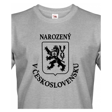 Pánské retro tričko se lvem a znakem ČSSR - Narozený v Československu BezvaTriko