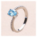 Prsten stříbrný se Swiss Blue topazem a zirkony Ag 925 017195 SBT - 62 mm 1,82 g