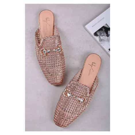 Růžovozlaté pantofle s kamínky Claudia Sergio Todzi