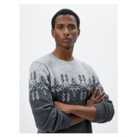 Koton Acrylic Blend Sweater Crew Neck Ethnic Patterned