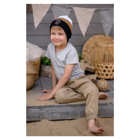 Dětská bavlněná čepice Jamiks LEIF černá barva, z tenké pleteniny