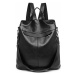 Konofactory Černý kožený batoh s přívěskem 2v1 „Classic“ 8L