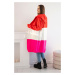Pruhovaný svetr s kapucí červený+ecru+růžový