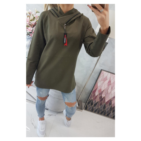 Dámská tunika s kapuci 18753 Khaki zelená - Kesi