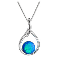Evolution Group Stříbrný náhrdelník se syntetickým opálem modrá kapka 12045.3