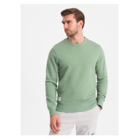 Ombre Clothing Základní zelená mikina bez kapuce V3 SSBN-0175
