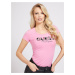 Růžové dámské tričko s flitry Guess