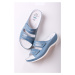 Dámské modré kožené zdravotní pantofle Lia