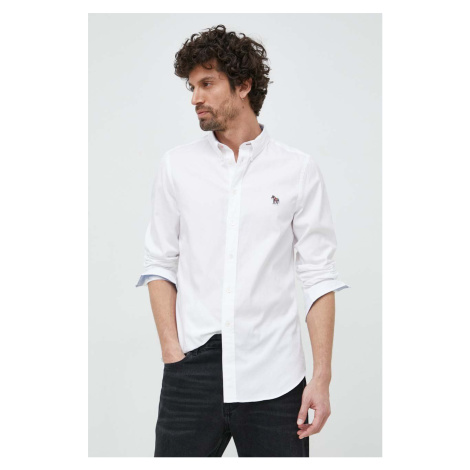 Košile PS Paul Smith bílá barva, slim, s límečkem button-down