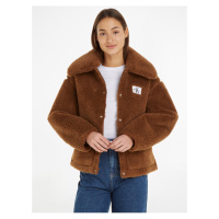 Hnědá dámská bunda z umělého kožíšku Calvin Klein Jeans Bonded Sherpa Jacket