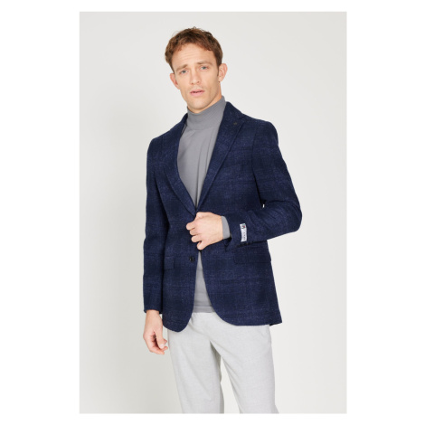 ALTINYILDIZ CLASSICS Men's Navy Blue Slim Fit Slim Fit Mono Collar Woolen Blazer Jacket AC&Co / Altınyıldız Classics