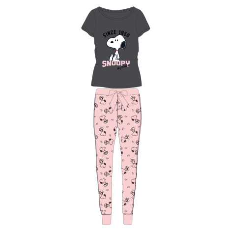 Snoopy licence Dámské pyžamo Snoopy 5304563, tmavě šedá / světle růžové kalhoty Barva: Antracit