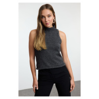 Trendyol Anthracite Soft Texture Stone Embroidered Knitted Blouse