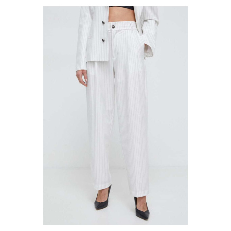 Kalhoty Versace Jeans Couture dámské, bílá barva, široké, high waist, 76HAA115 N0335