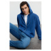 Trendyol Indigo Oversize/Wide Cut Hooded Vintage/Faded Effect Basic Zipper Cardigan/Sweatshirt