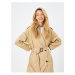 Koton Trench Coat Midi Length Belted Pocket Detailed Buttoned