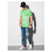 Světle zelené pánské žíhané basic tričko Ombre Clothing
