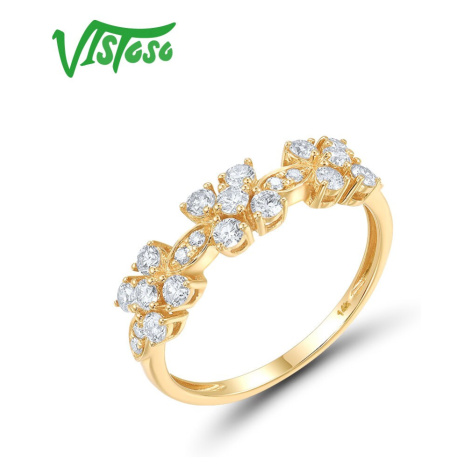 Zlatý prsten diamantové květiny Listese