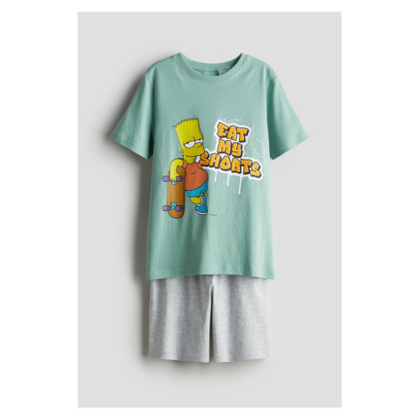 H & M - Pyžamo: tričko a šortky - zelená H&M